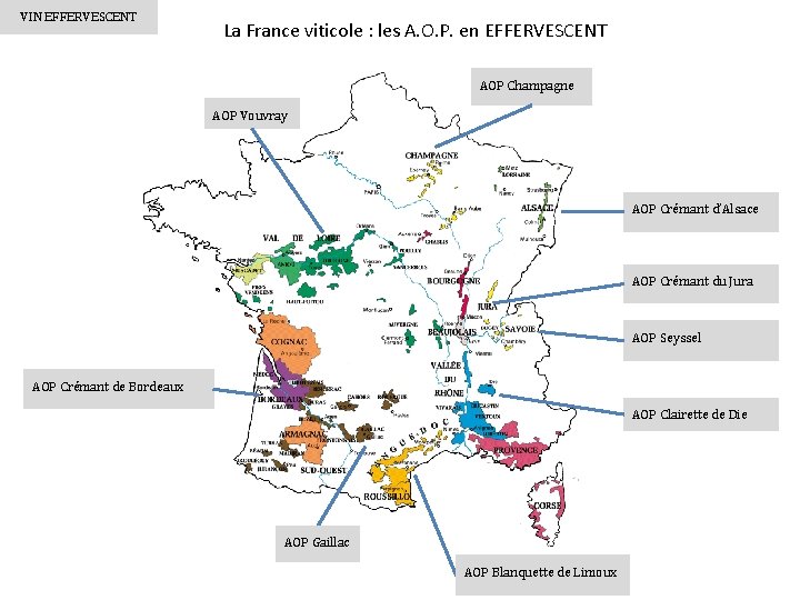 VIN EFFERVESCENT La France viticole : les A. O. P. en EFFERVESCENT AOP Champagne
