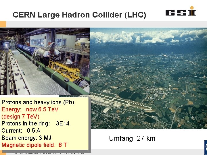 CERN Large Hadron Collider (LHC) Protons and heavy ions (Pb) Energy: now 6. 5