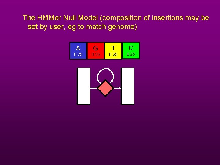 The HMMer Null Model (composition of insertions may be set by user, eg to