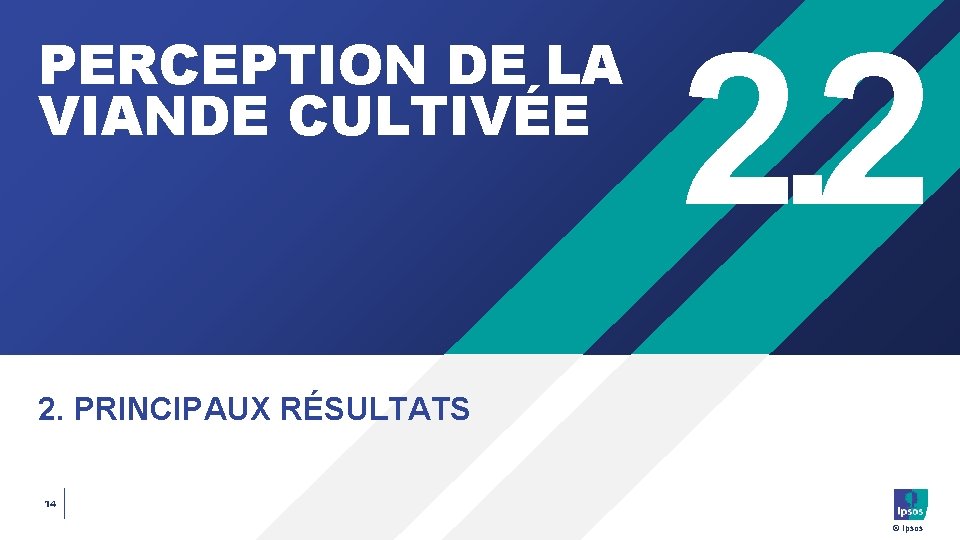 PERCEPTION DE LA VIANDE CULTIVÉE 2. 2 2. PRINCIPAUX RÉSULTATS 14 © Ipsos 