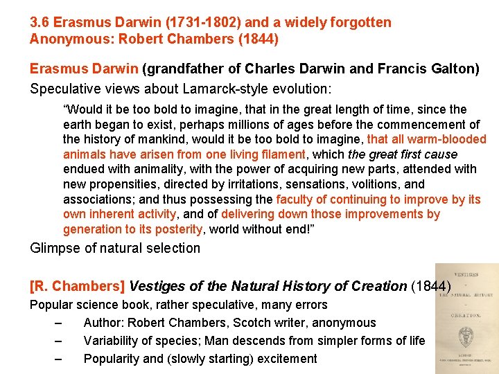 3. 6 Erasmus Darwin (1731 -1802) and a widely forgotten Anonymous: Robert Chambers (1844)