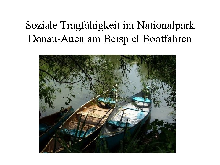 Soziale Tragfähigkeit im Nationalpark Donau-Auen am Beispiel Bootfahren 