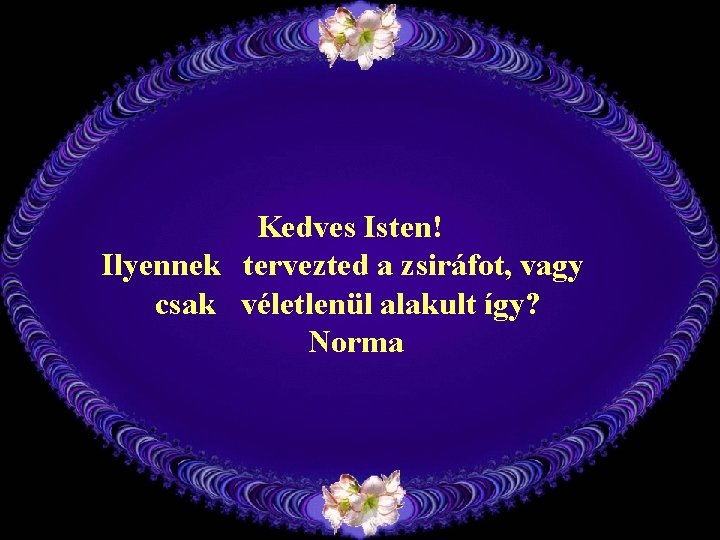 Kedves Isten! Ilyennek tervezted a zsiráfot, vagy csak véletlenül alakult így? Norma 