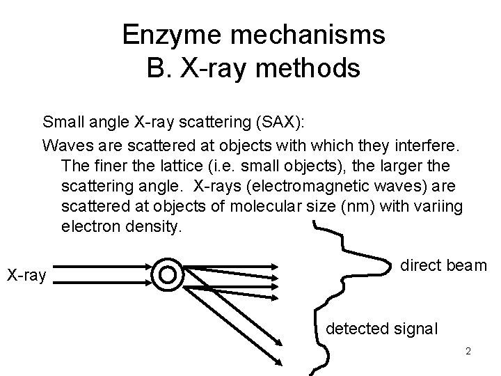Enzyme mechanisms B Xray methods Small angle Xray