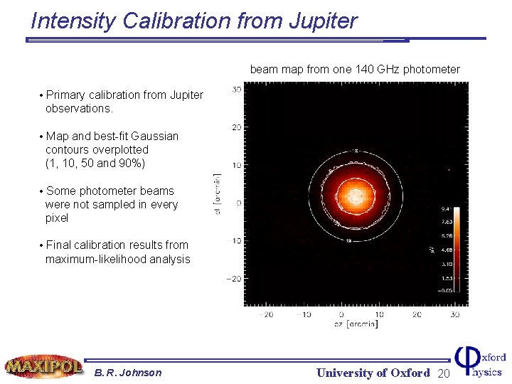 Intensity Calibration from Jupiter beam map from one 140 GHz photometer • Primary calibration