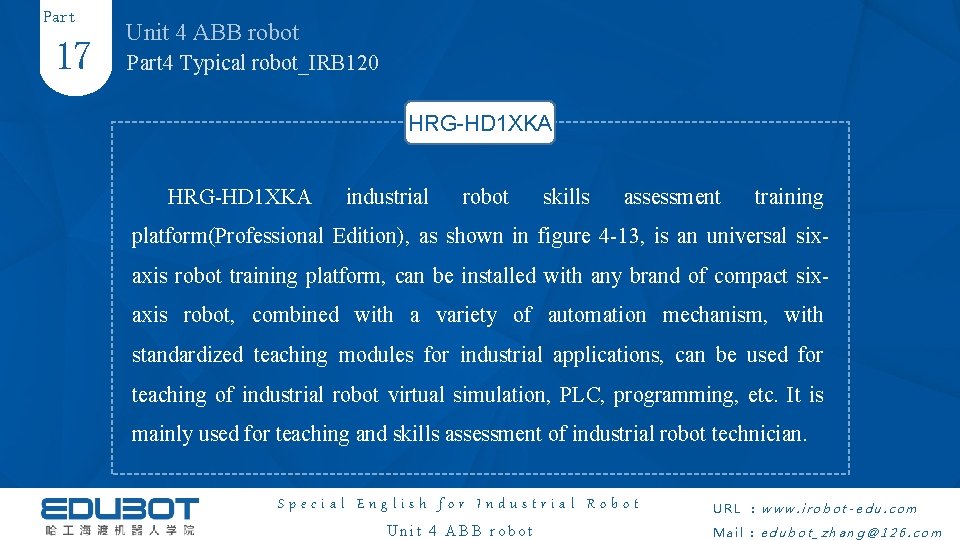 Part 17 Unit 4 ABB robot Part 4 Typical robot_IRB 120 HRG-HD 1 XKA
