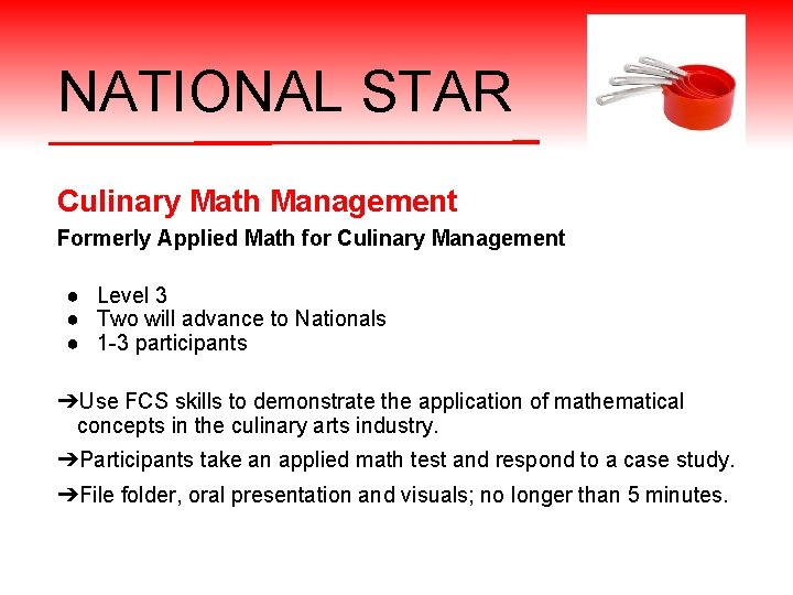 NATIONAL STAR Culinary Math Management Formerly Applied Math for Culinary Management ● Level 3