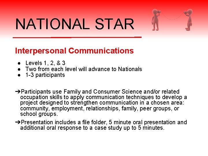 NATIONAL STAR Interpersonal Communications ● Levels 1, 2, & 3 ● Two from each