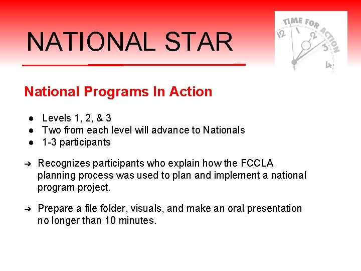 NATIONAL STAR National Programs In Action ● Levels 1, 2, & 3 ● Two