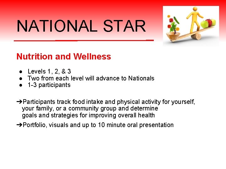 NATIONAL STAR Nutrition and Wellness ● Levels 1, 2, & 3 ● Two from