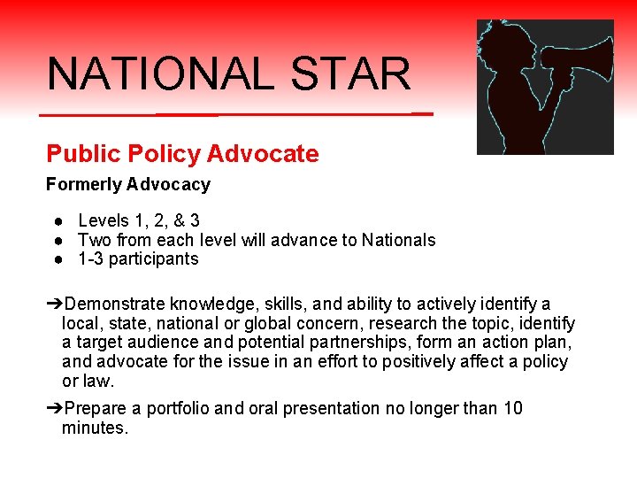 NATIONAL STAR Public Policy Advocate Formerly Advocacy ● Levels 1, 2, & 3 ●
