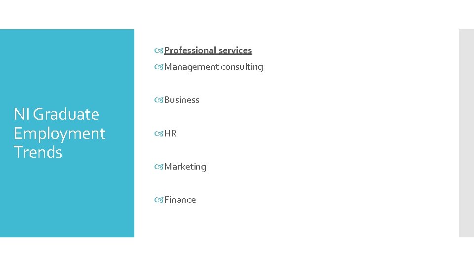  Professional services Management consulting NI Graduate Employment Trends Business HR Marketing Finance 