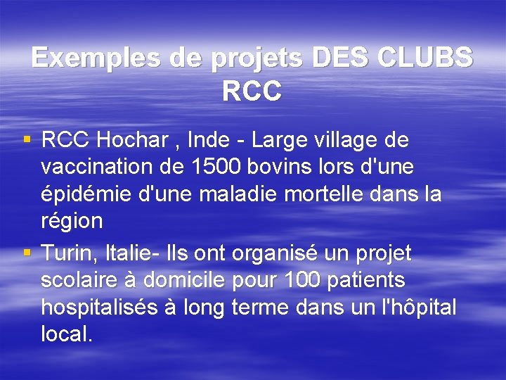 Exemples de projets DES CLUBS RCC § RCC Hochar , Inde - Large village