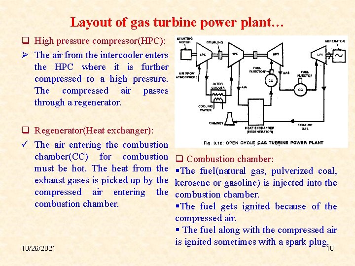 Layout of gas turbine power plant… q High pressure compressor(HPC): Ø The air from