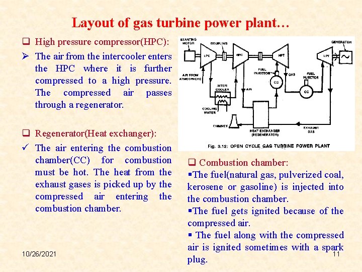 Layout of gas turbine power plant… q High pressure compressor(HPC): Ø The air from