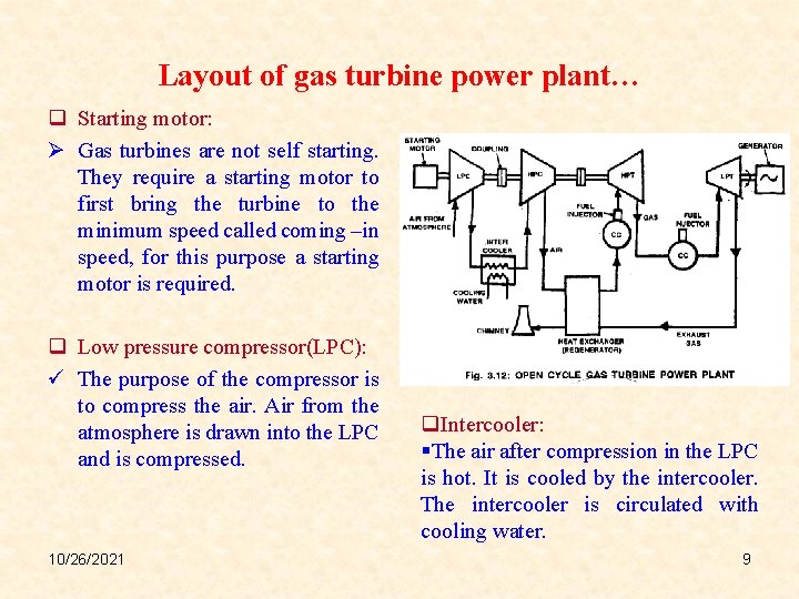 Layout of gas turbine power plant… q Starting motor: Ø Gas turbines are not