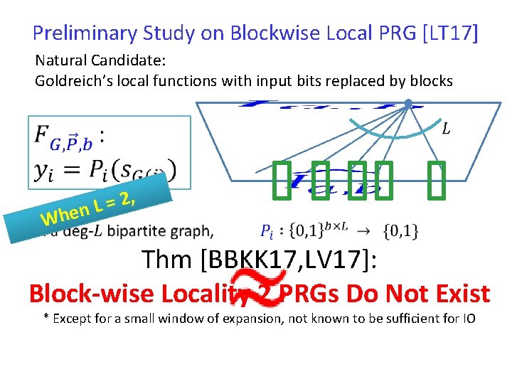 Preliminary Study on Blockwise Local PRG [LT 17] Natural Candidate: Goldreich’s local functions with
