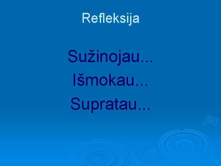 Refleksija Sužinojau. . . Išmokau. . . Supratau. . . 