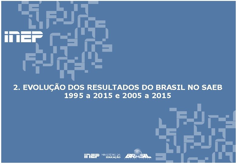 2. EVOLUÇÃO DOS RESULTADOS DO BRASIL NO SAEB 1995 a 2015 e 2005 a