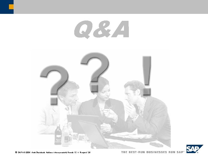 Q&A ã SAP AG 2006, How Standards Address Interoperability Needs / C. v. Riegen