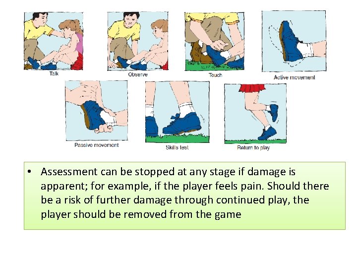  • Assessment can be stopped at any stage if damage is apparent; for