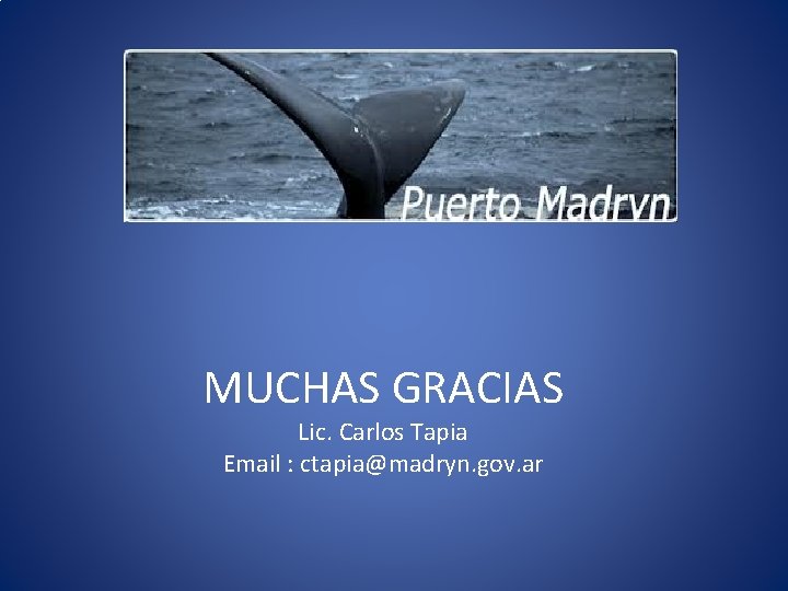 MUCHAS GRACIAS Lic. Carlos Tapia Email : ctapia@madryn. gov. ar 