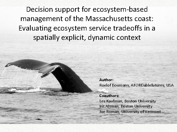Decision support for ecosystem-based management of the Massachusetts coast: Evaluating ecosystem service tradeoffs in