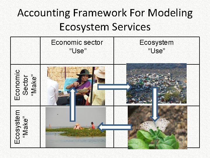 Ecosystem “Make” Economic Sector “Make” Accounting Framework For Modeling Ecosystem Services Economic sector “Use”