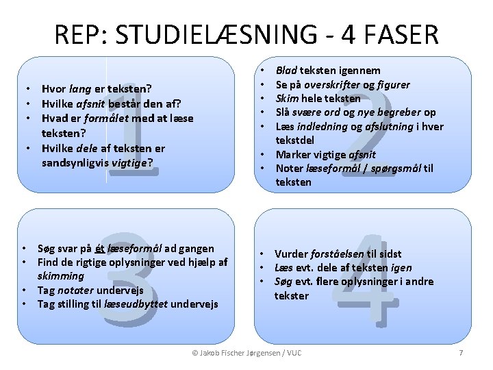 REP: STUDIELÆSNING - 4 FASER 1 3 • Hvor lang er teksten? • Hvilke