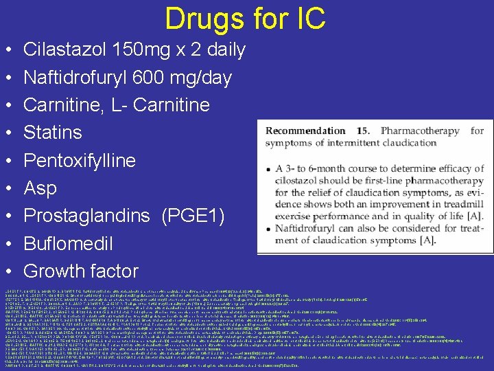 Drugs for IC • • • Cilastazol 150 mg x 2 daily Naftidrofuryl 600