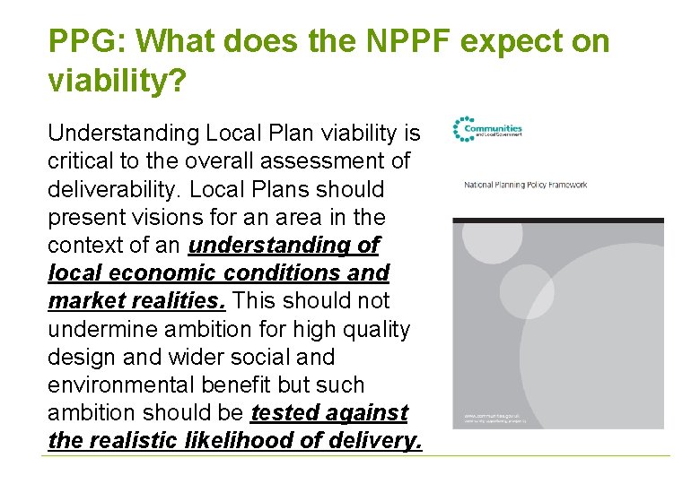 PPG: What does the NPPF expect on viability? Understanding Local Plan viability is critical