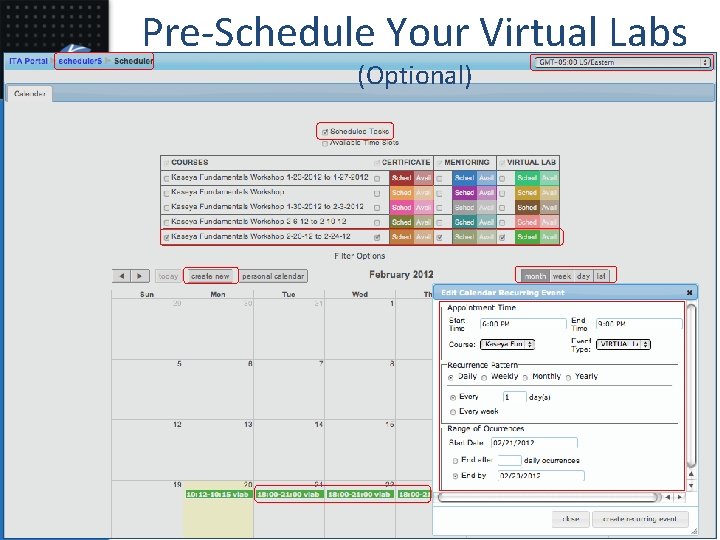 Pre-Schedule Your Virtual Labs (Optional) 