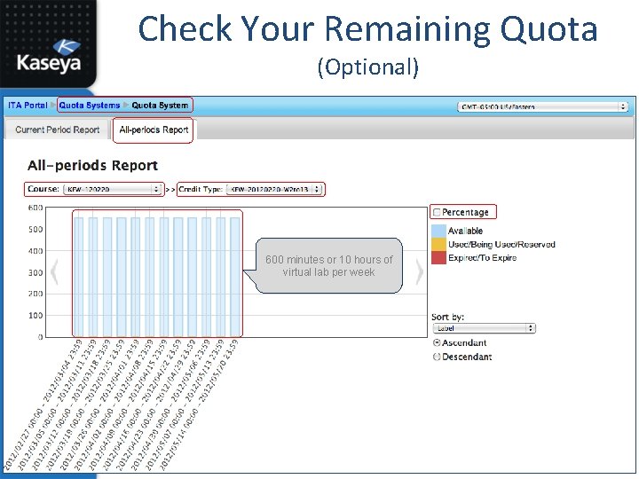 Check Your Remaining Quota (Optional) 600 minutes or 10 hours of virtual lab per