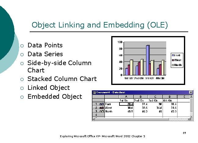 Object Linking and Embedding (OLE) ¡ ¡ ¡ Data Points Data Series Side-by-side Column