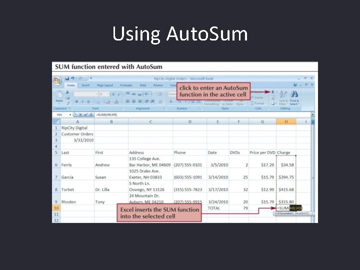 Using Auto. Sum 