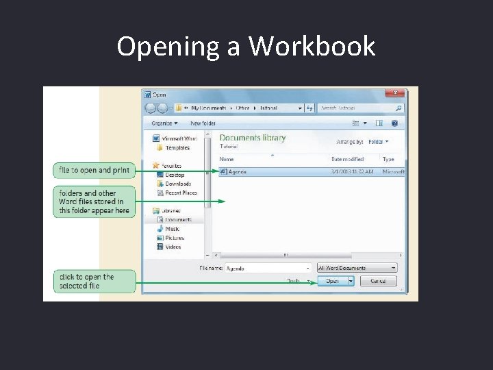 Opening a Workbook 