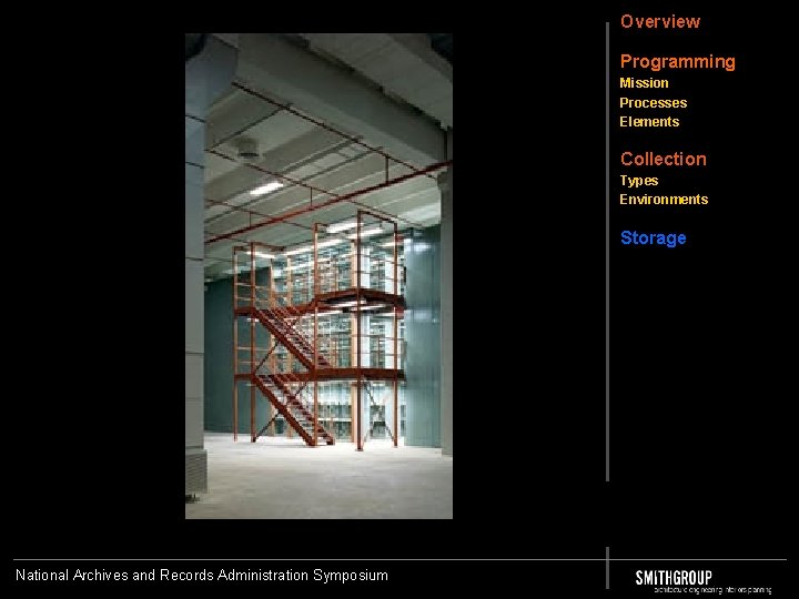 Overview Programming Mission Processes Elements Collection Types Environments Storage National Archives and Records Administration
