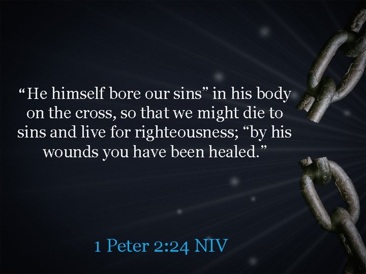 “He himself bore our sins” in his body on the cross, so that we