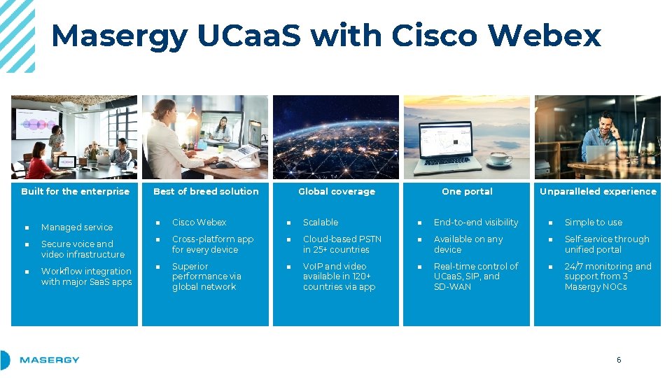Masergy UCaa. S with Cisco Webex Built for the enterprise ■ Managed service ■