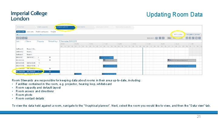 Updating Room Data Room Stewards are responsible for keeping data about rooms in their