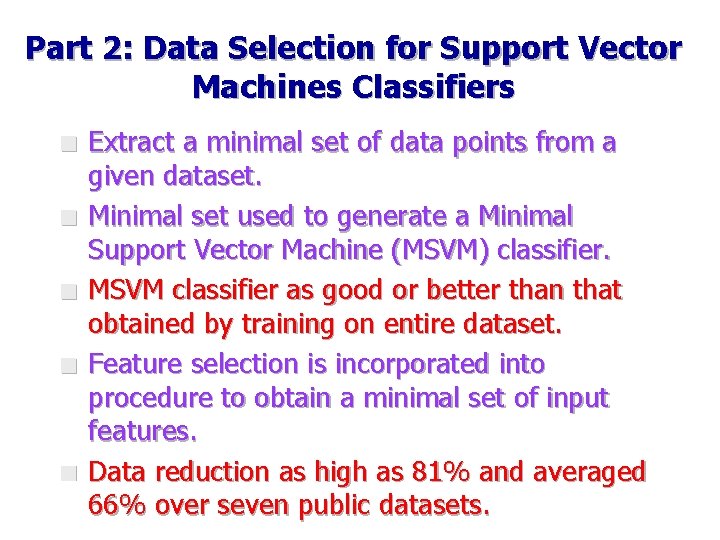 Concave Minimization for Support Vector Machine Classifiers Unlabeled