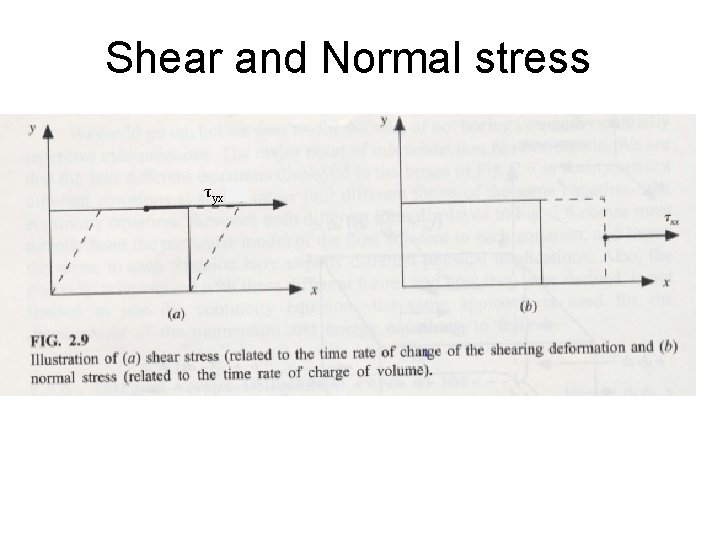 Shear and Normal stress τyx 