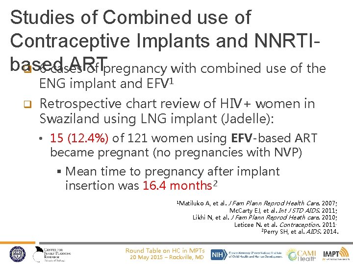 Studies of Combined use of Contraceptive Implants and NNRTIbased ART q 6 cases of
