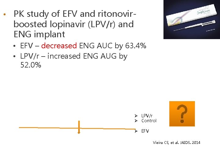  • PK study of EFV and ritonovirboosted lopinavir (LPV/r) and ENG implant •