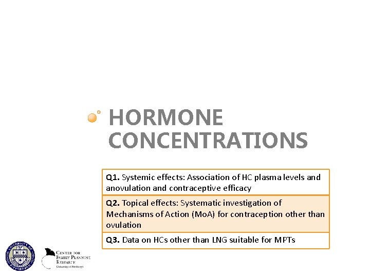 HORMONE CONCENTRATIONS Q 1. Systemic effects: Association of HC plasma levels and anovulation and