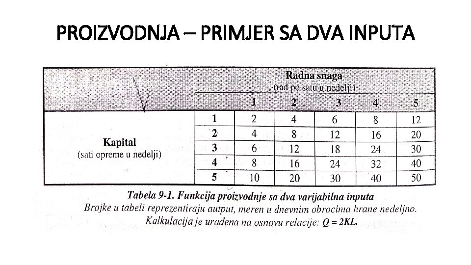 PROIZVODNJA – PRIMJER SA DVA INPUTA 