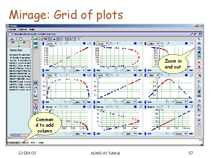 Mirage: Grid of plots Zoom in and out Comman d to add column 12
