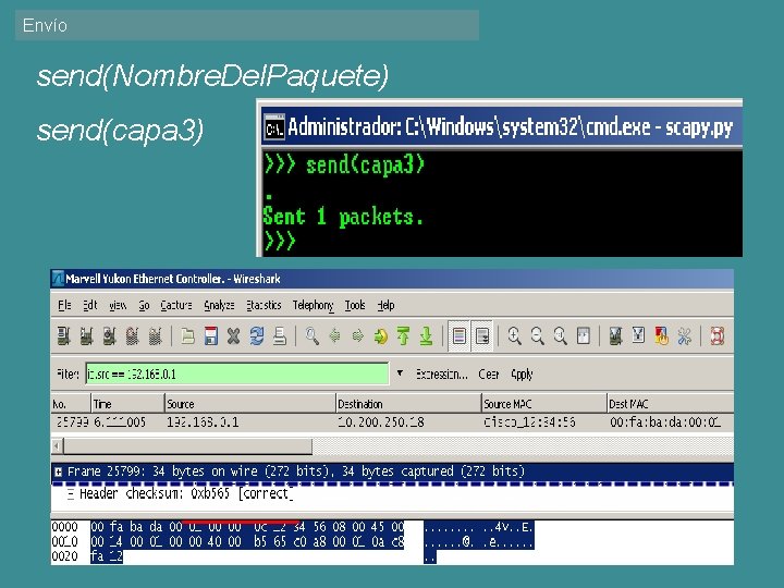 Envío send(Nombre. Del. Paquete) send(capa 3) 