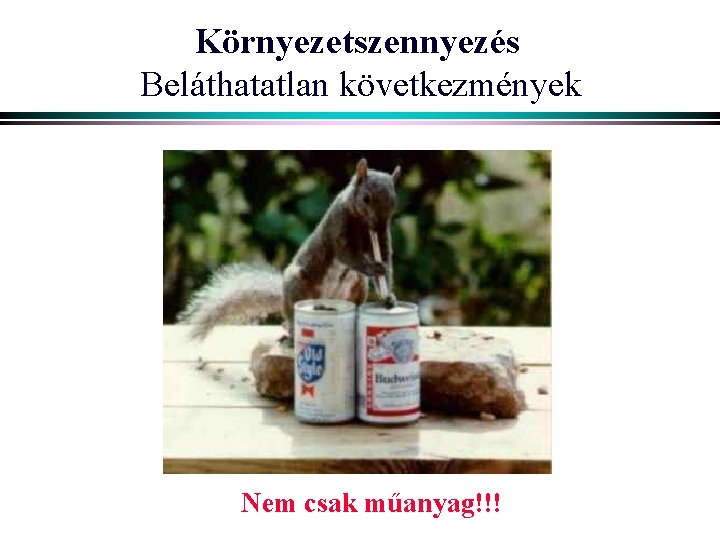 Környezetszennyezés Beláthatatlan következmények Nem csak műanyag!!! 