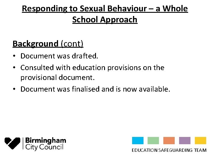 Responding to Sexual Behaviour in Children and Young